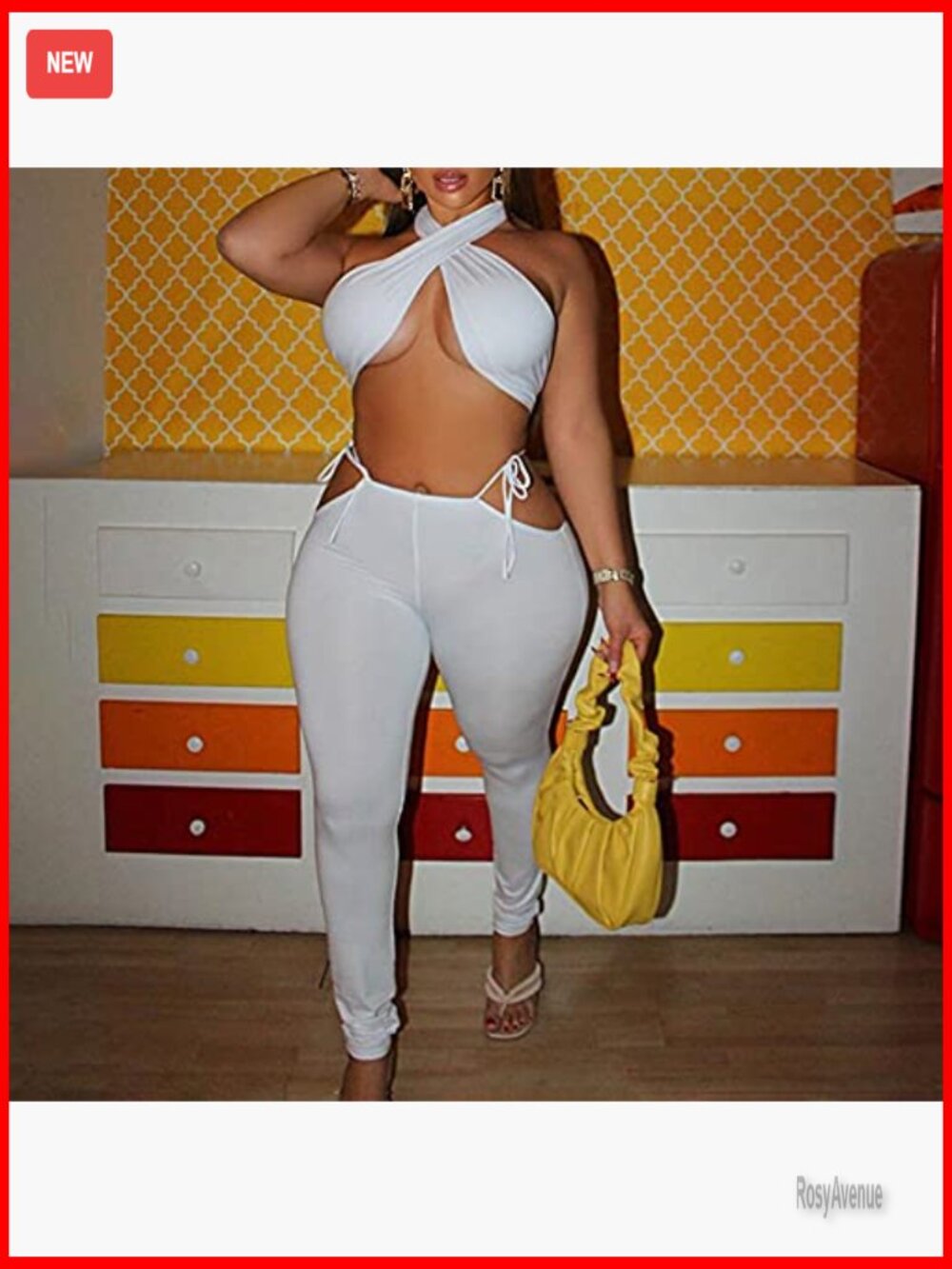 Halter Crop Top & Bodycon Pant Set Clubwear Jumpsuit - Picture 3 of 7